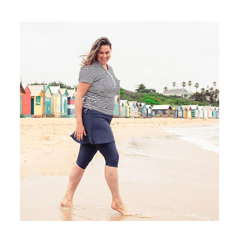 Calypsa Plus Size Half-Zip Adele Swim Top