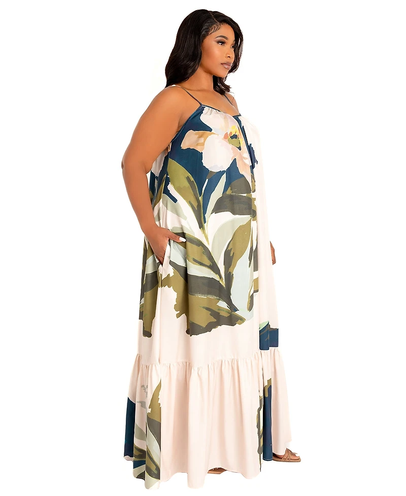 Buxom Couture Women's Floral Voluminous Maxi Dress