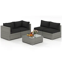 Gymax 10PCS Sectional Sofa Couch Pe Rattan Conversation Set