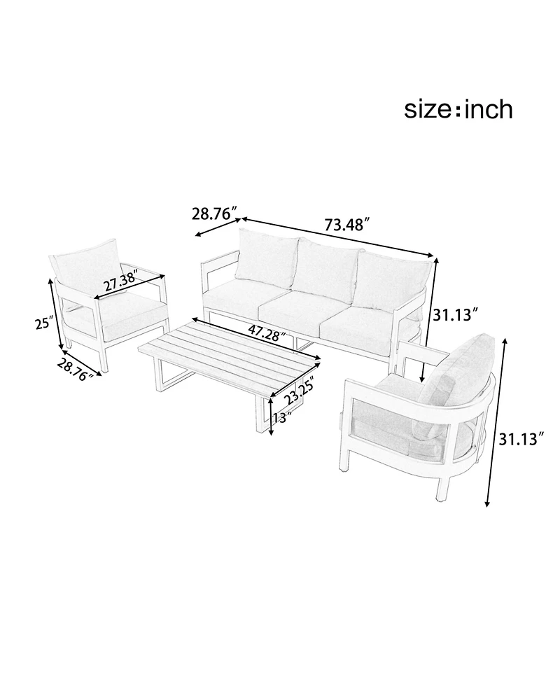 Mondawe High-Quality Outdoor Seating Set with Thick Cushions for Ultimate Comfort