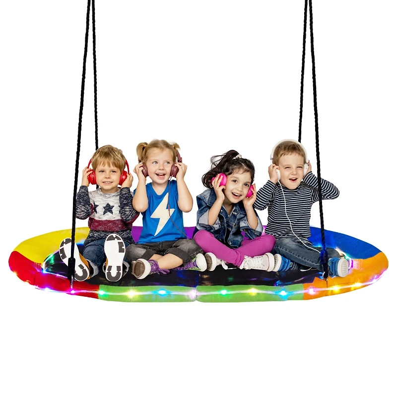 Slickblue Boys Saucer Swing with Led Lights Outdoor Backyard Play