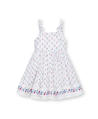Hope & Henry Little Girls Sleeveless Bow Strap Border Hem Sundress