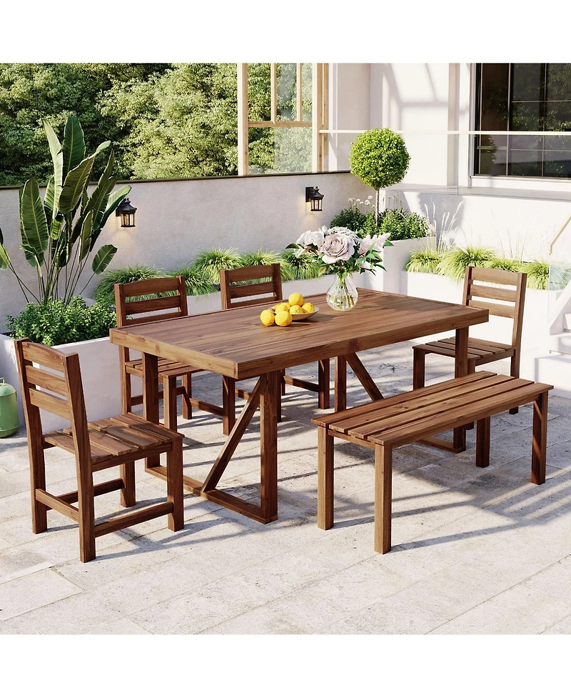 Mondawe High-quality Acacia Wood Outdoor Table and Chair Set, Suitable for Patio, Balcony, Backyard