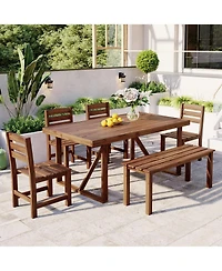 Mondawe High-quality Acacia Wood Outdoor Table and Chair Set, Suitable for Patio, Balcony, Backyard