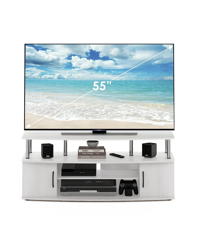 Furinno Modern Tv Stand Media Entertainment Center for Tv's up To 55" w/2-Door Storage Cabinet,White Oak