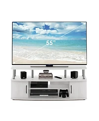 Furinno Modern Tv Stand Media Entertainment Center for Tv's up To 55" w/2-Door Storage Cabinet,White Oak