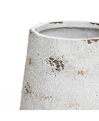 LuxenHome Rustic Off White with Brown Accents -Inch Tall Round MgO Planter