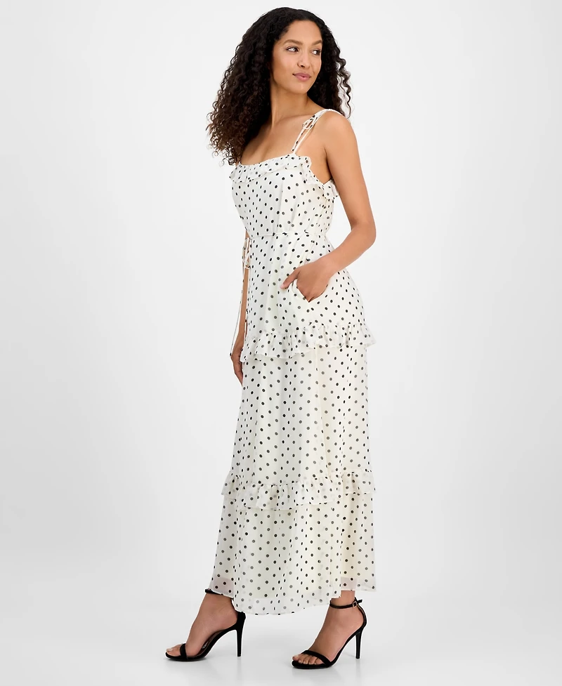 julia jordan Women's Tie-Strap Ruffle-Tier Maxi Dress