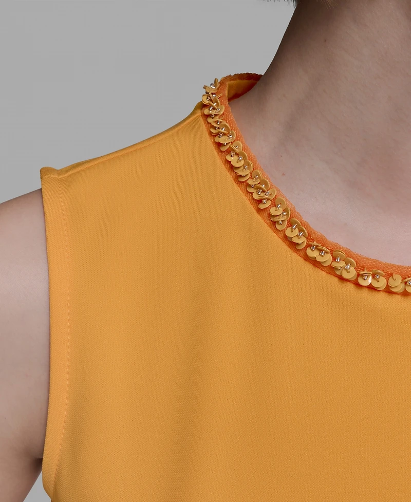 Karl Lagerfeld Paris Women's Bead-Trim Sleeveless Top