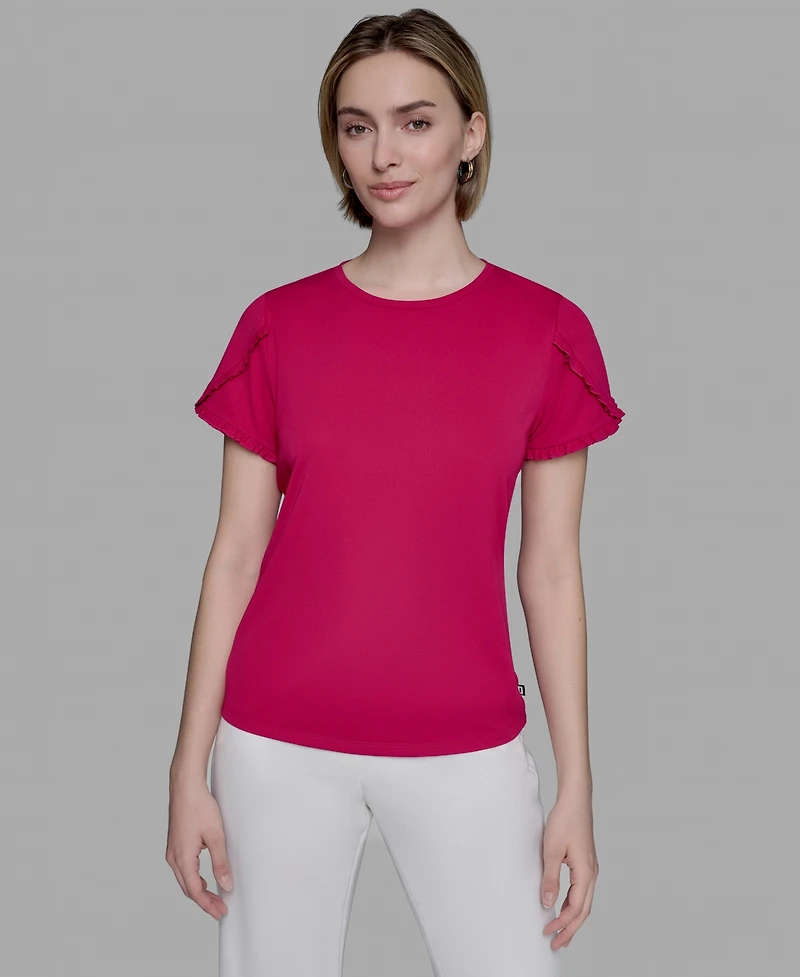 Karl Lagerfeld Paris Women's Tulip-Sleeve Knit Top