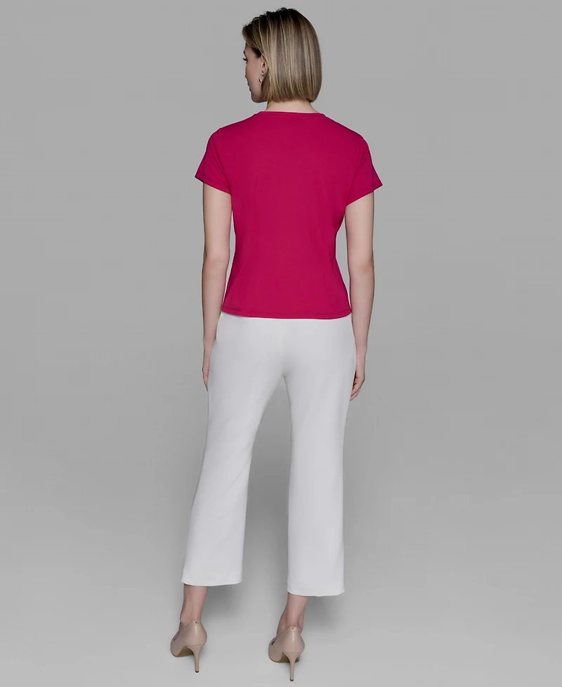 Karl Lagerfeld Paris Women's Pleated Short-Sleeve Blouse