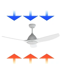 All Seasons 52" Ceiling Fan with Light, Quiet, Alexa/Google, 3 Color Led Lights, Reversible
