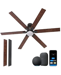 All Seasons 60" Ceiling Fan with Light, Quiet, Alexa/Google, 3 Color Led Lights, Reversible