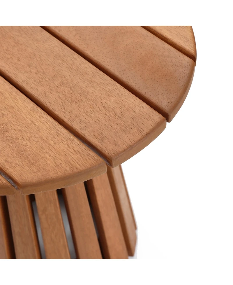 LuxenHome Outdoor Side Table, 17'' Natural Solid Wood Round Accent End Table, Modern Coffee Porch Tables for Indoor Outdoor, Plant Stand for Patio Gar