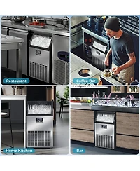 Cowsar 100lbs/Day Commercial Crescent Ice Machine | Dual-Position Undercounter/Freestanding | Adjustable Ice Thickness | Bar & Cafe Use