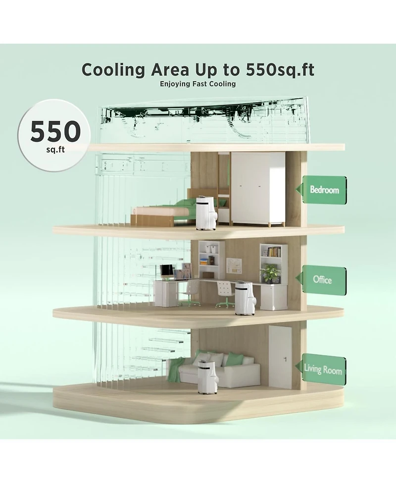 Cowsar 12,000 Btu Portable Air Conditioners Cool Rooms up to 550 Sq.ft, 46dB Quiet, Portable Ac with Cool&Fan&Dehumidifier&Sleep, Remote Control for H
