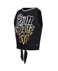 The Wild Collective Women's Black San Diego Padres Twisted Tie Front Tank Top