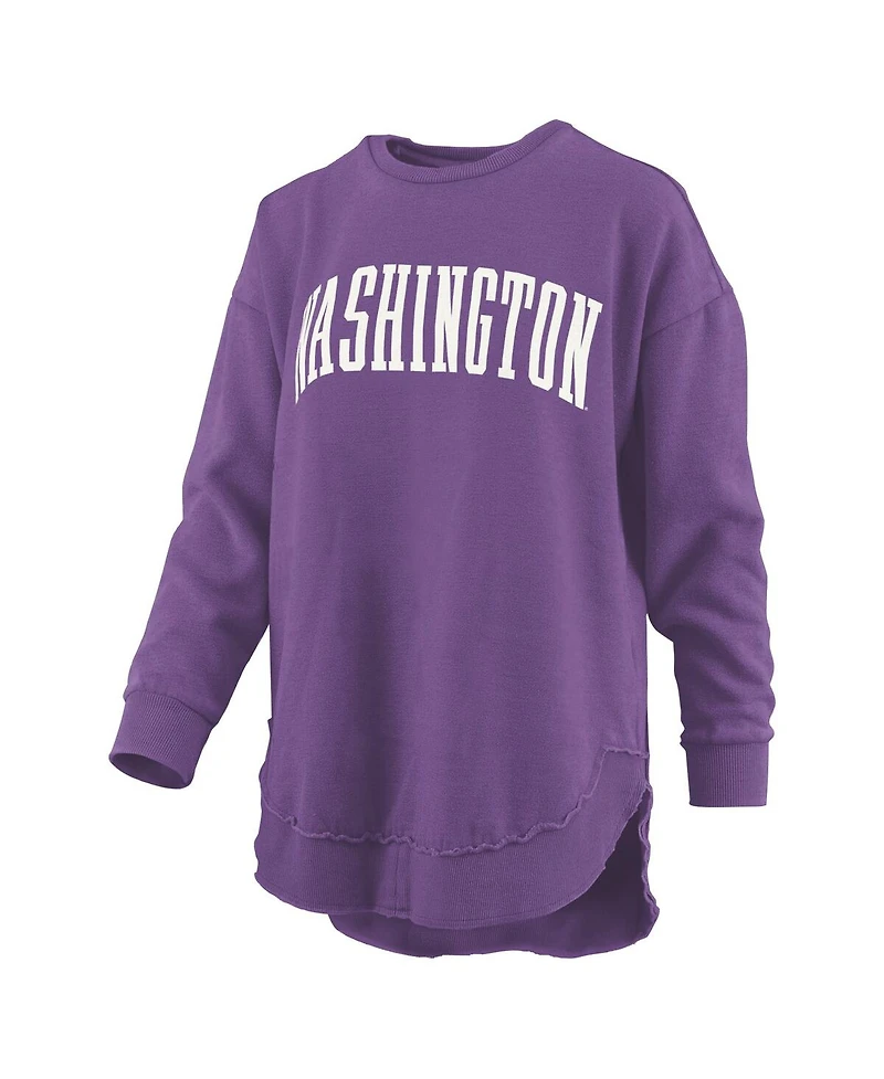 Pressbox Women's Purple Washington Huskies Melange Poncho Vintage Fleece Long Sleeve Pullover Sweatshirt