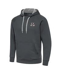 Antigua Men's Charcoal Cincinnati Bengals Brushed Carbon Victory Pullover Hoodie