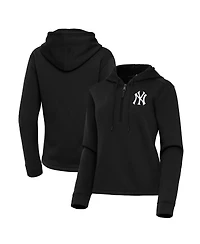 Antigua Women's Black New York Yankees Contemporary Quarter-Zip Hoodie