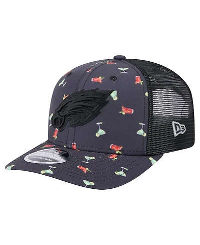 New Era Men's Navy/Black Philadelphia Eagles Adventure Drinks Pattern 9SEVENTY Stretch-Snap Hat