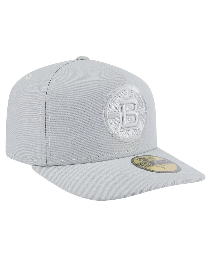 New Era Men's Gray Boston Bruins Color Pack A-Frame 59FIFTY Fitted Hat