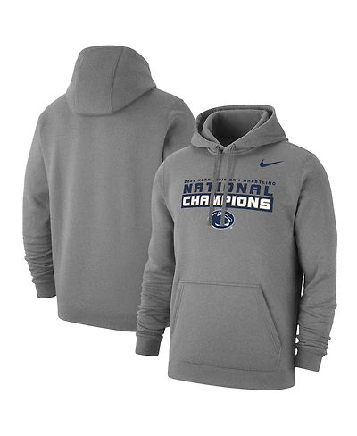 Nike Men's Gray Penn State Nittany Lions 2025 Ncaa Wrestling National Champions Club Fleece Pullover Hoodie