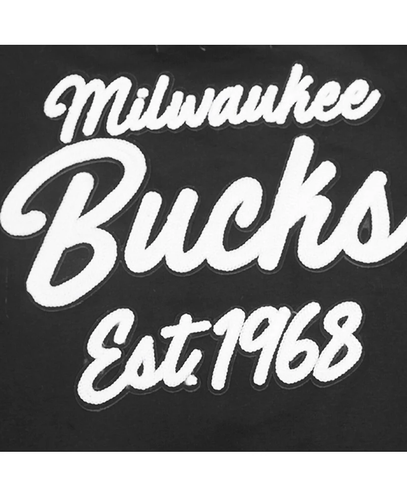 Pro Standard Women's Black Milwaukee Bucks Paint The City Cropped Pullover Sweatshirt