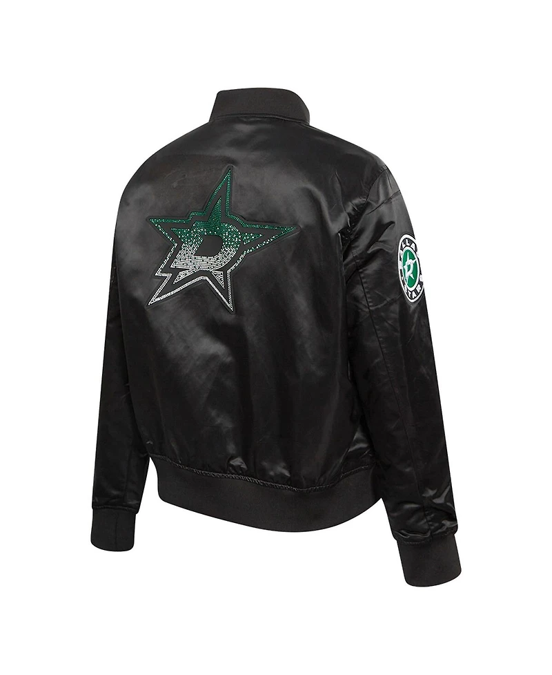 Pro Standard Women's Black Dallas Stars Rhinestone Jewels Satin Full-Snap Jacket