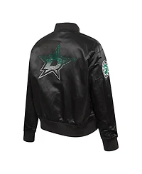Pro Standard Women's Black Dallas Stars Rhinestone Jewels Satin Full-Snap Jacket