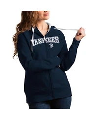 Antigua Women's Navy New York Yankees Team Logo Victory Full-Zip Hoodie