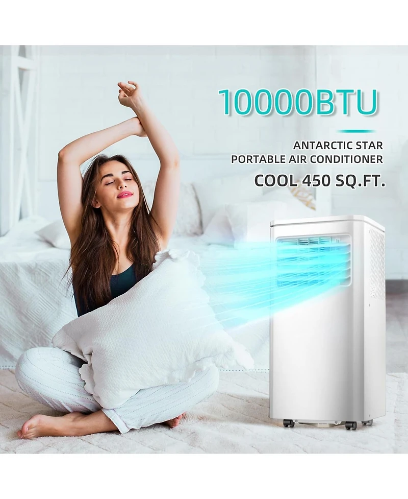 Cowsar Portable Air Conditioner 10000 Btu, Remote Control, 4 in 1 protable ac, Cools 450sq. ft, 24 Hour Timer, Quiet Operation,Window Fan, 2 Speed for