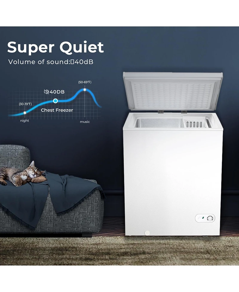 Cowsar Chest Freezer 2.8 Cubic Feet Compact Freezer with 2 Removable Baskets, Free Standing Top open Door Deep Freezer, Adjustable Temperature for Hom