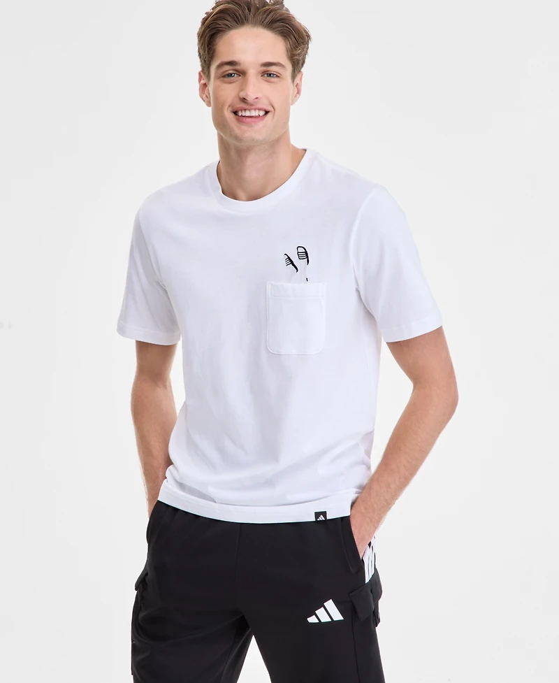 adidas Men's Slide Regular-Fit Embroidered Graphic Pocket T-Shirt