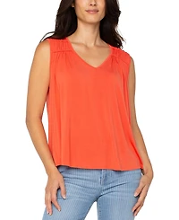 Liverpool Los Angeles Women's Sleeveless Shirred Detail Knit Top