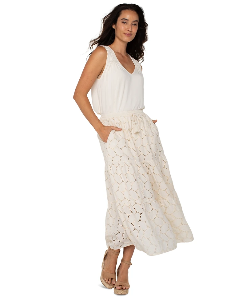 Liverpool Los Angeles Women's Cotton Eyelet Maxi Skirt