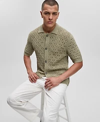 Hugo by Hugo Boss Men's Sommp Short Sleeve Knitted Textured Button-Front Shirt