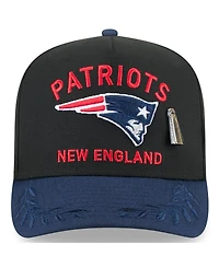 New Era Men's Black/Navy England Patriots 2025 Nfl Draft On Stage A-Frame 59FIFTY Fitted Hat