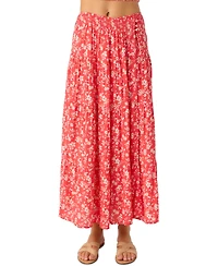 O'Neill Juniors' Luciana Printed Smocked-Waist Tiered Skirt