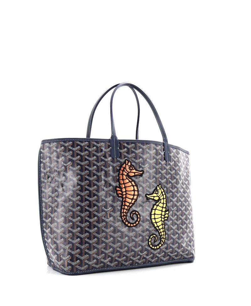 Pre-Owned Goyard Pm Anjou Reversible Tote Embroidered Coated Canvas