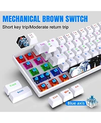 60% Mechanical Gaming Keyboard,61 Keys Blue Switches,Wired Mechanical Keyboard with Led Backlit,Compact Ergonomic Keyboard (White)