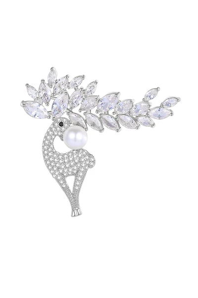 Classicharms Pave and Shell Pearl Reindeer Multi Way Brooch Pendant