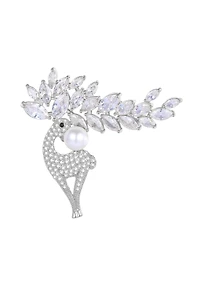 Classicharms Pave and Shell Pearl Reindeer Multi Way Brooch Pendant