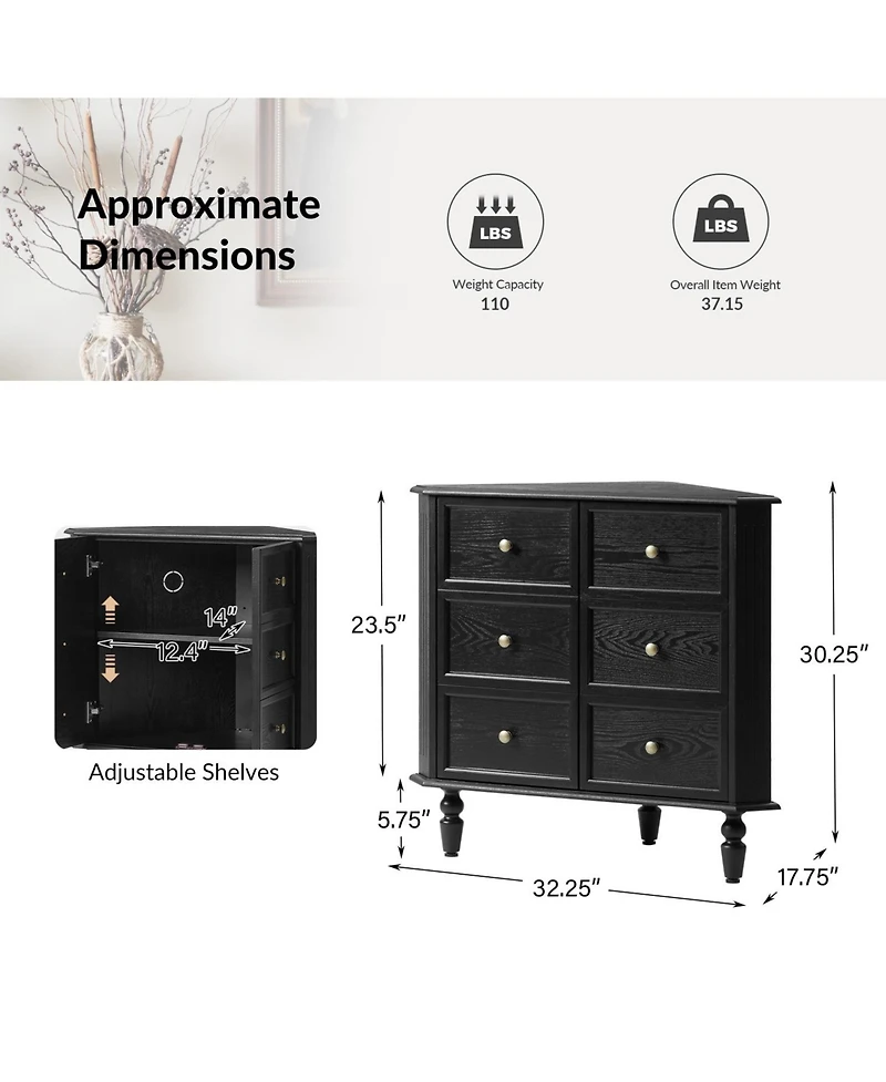 Alex 30"H 2-Door Corner Cabinet