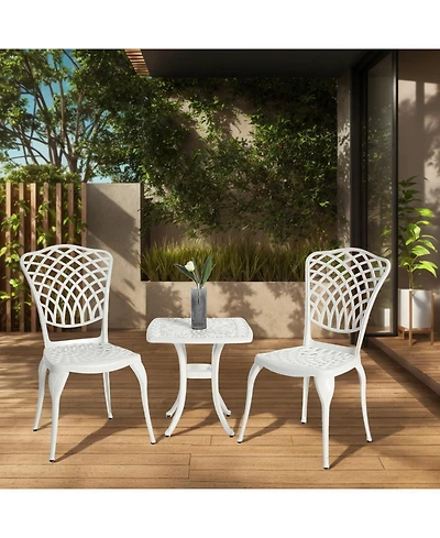 Streamdale 3-Piece Rustproof Aluminum Bistro Set 2 Chairs, Round Table
