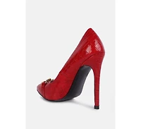 Fanfare Croc Stiletto Pump Heels