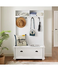 Streamdale Modern Hall Tree with Shoe Rack, Coat Hooks, and Open Shelves - 40" W x 64" H