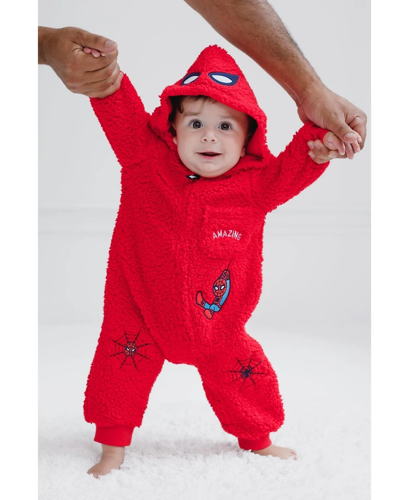 Avengers Baby Boys Spider-Man Cozy Sherpa Zip Up Cosplay Coverall