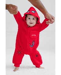 Avengers Baby Boys Spider-Man Cozy Sherpa Zip Up Cosplay Coverall