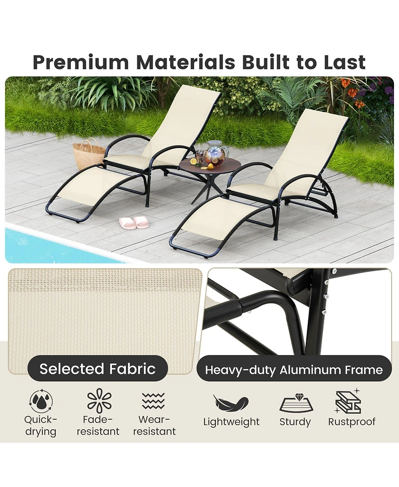 2-in-1 Outdoor Rocking Chair with 4-Position Adjustable Backrest for Patio Porch Poolside